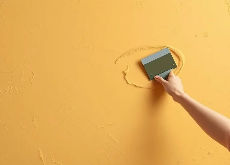 Application d'un enduit décoratif à la lisseuse sur un mur